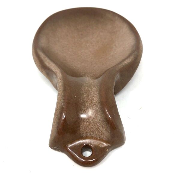 FRANKOMA Plainsman Brown Satin Spoon Rest Holder Vintage Oklahoma Made in USA - Picture 7 of 10